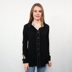 HARMONY Black Button-Down Long-Sleeve Blouse